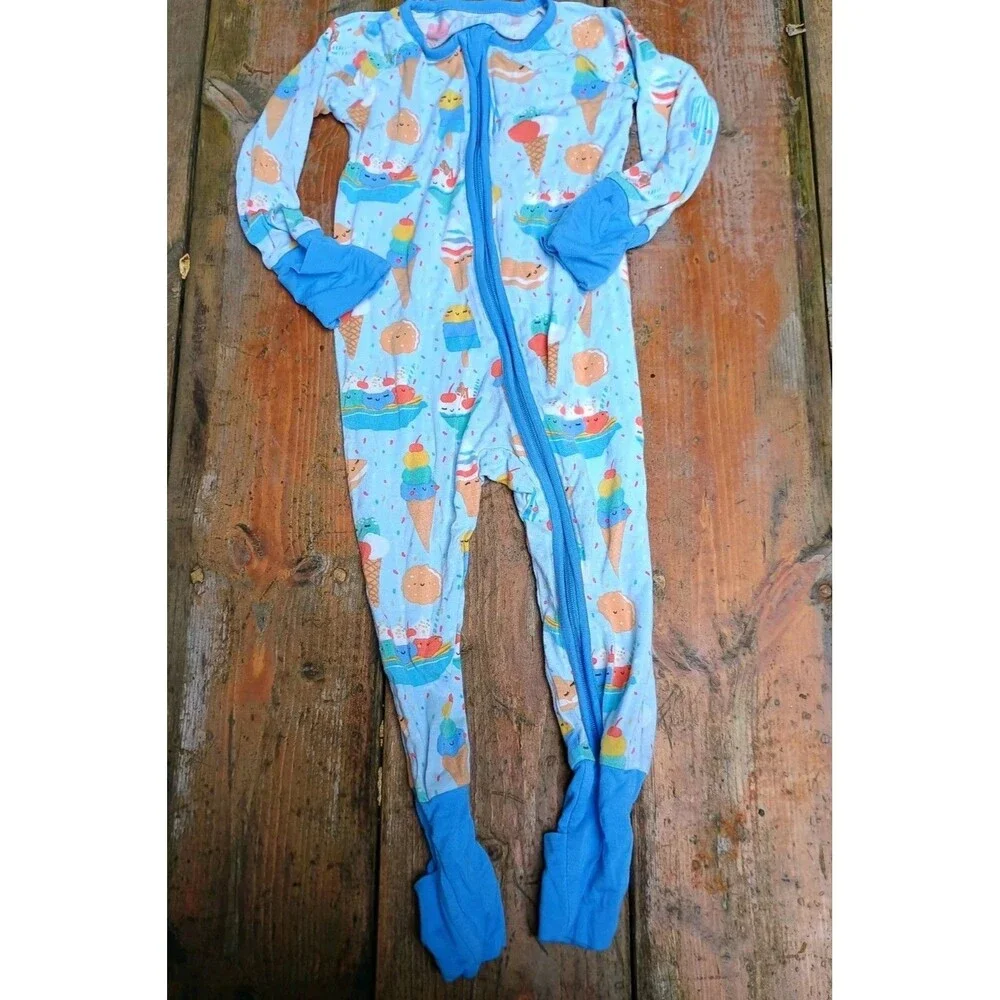 Little Sleepies 6-12 months Blueberry Ice Cream Social Zippy Bamboo Pajama